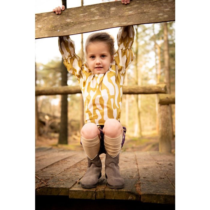Girls' Puff-Sleeved Blouse with Abstract Print | Poplin Cotton | Sizes 92-164