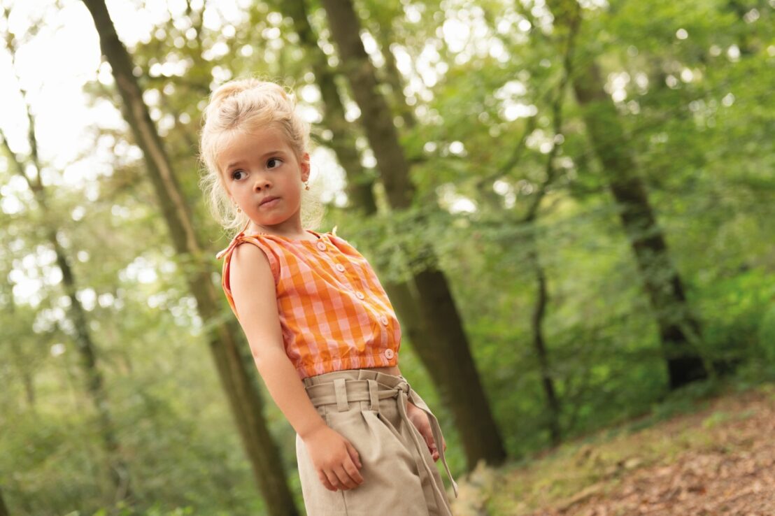 Blouse Jolie – Girls' Plaid Cotton Blouse | Orange, Lavender & Lilac | Size 86-164