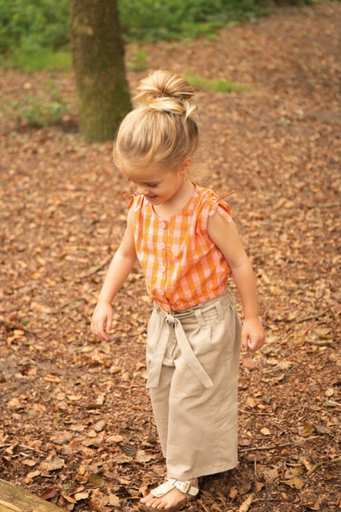 Blouse Jolie – Girls' Plaid Cotton Blouse | Orange, Lavender & Lilac | Size 86-164