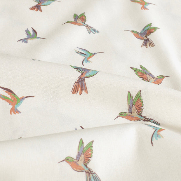 Mädchenoberteil mit Vogelprint | Cremeweiße Baumwolle