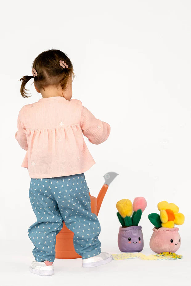 Muslin Girls Blouse | Embroidered Flowers | Long Sleeves