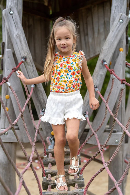 Girls' Waffle Jersey Shorts with Ruffles | Sizes 68-116 | Colors Store