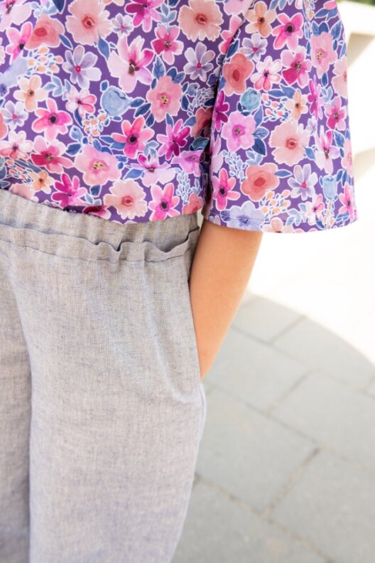 Alina – Cropped Mädchen Hose | Blaugrau Frühling/Sommer