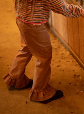 Meisjesjeans Denise met ruches – Camel