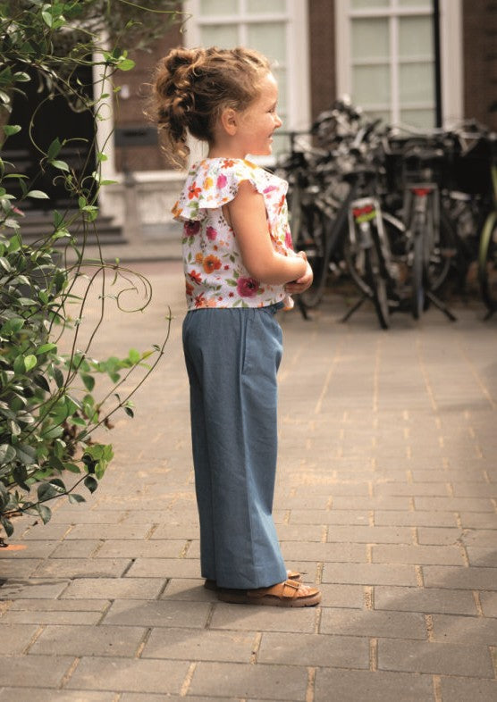 Gebleekte Denim Meisjesbroek Wijde Pijpen – Elastische Taille | Lichtblauw | Maat 92-164 | Colors Store