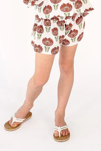 Mädchen Musselin-Shorts mit Blumenmuster | Elastischer Bund | Frühling/Sommer