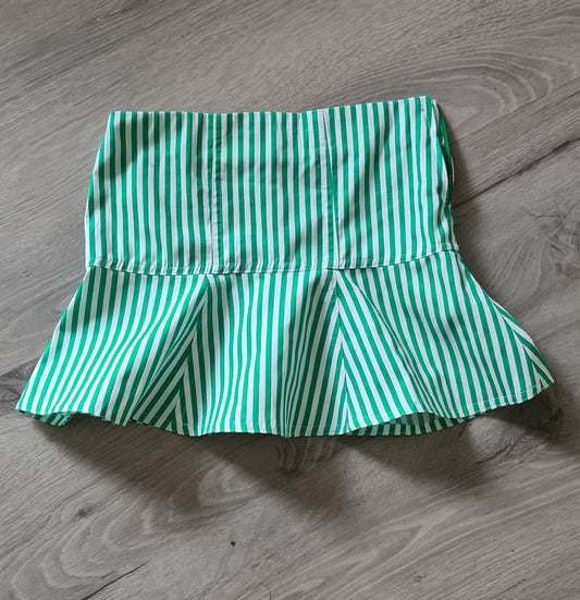 Striped Girls' Skirt with Ruffle — Green & Blue | Spring & Summer