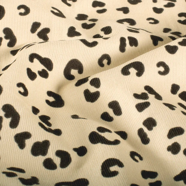 Baby Latzhose Cord Leopardenmuster – Salopette in Beige & Lachs | Größe 50-86