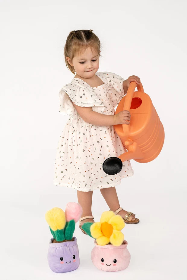 Mousseline Bloemen Jurk Meisjes | Ruche Mouwen | Gebroken Wit