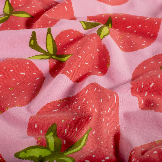 Ärmelloses Neckholderkleid Mädchen | Erdbeer-Print | Jersey | Rosa | Größe 80-176