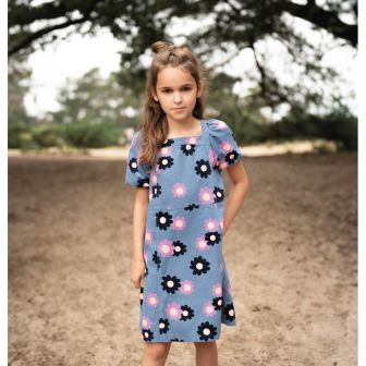 Corduroy Babyrib Dress Jasmine – Girls' A-Line Floral Print Dress | Blue, Navy & Light Pink | Sizes 116-164