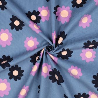 Corduroy Babyrib Dress Jasmine – Girls' A-Line Floral Print Dress | Blue, Navy & Light Pink | Sizes 116-164