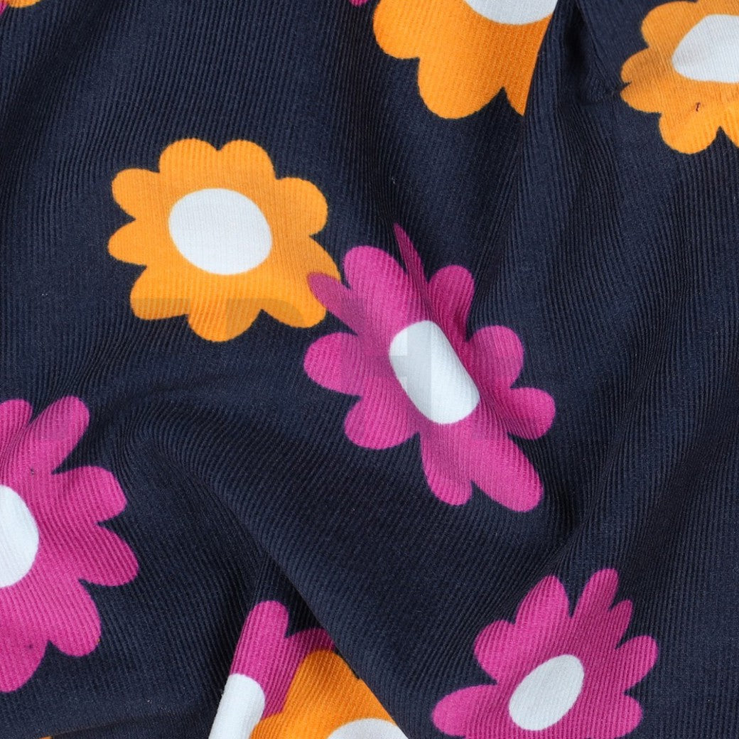 Corduroy Babyrib Dress Jasmine – Girls' A-Line Floral Print Dress | Blue, Navy & Light Pink | Sizes 116-164