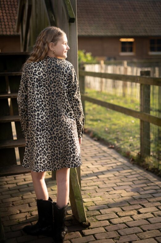 Leopardenkleid Mira – Lange Ärmel & Weiter Rock | Mädchen