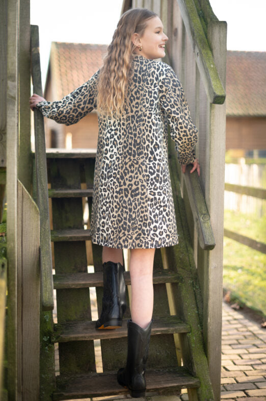 Leopardenkleid Mira – Lange Ärmel & Weiter Rock | Mädchen