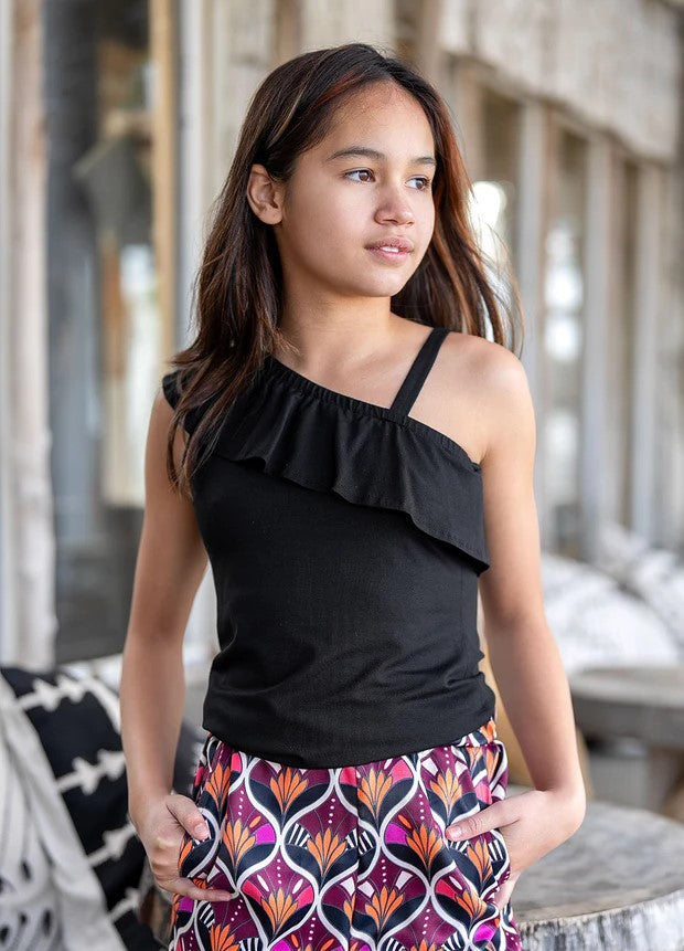 Mädchen-One-Shoulder-Top mit Rüschen