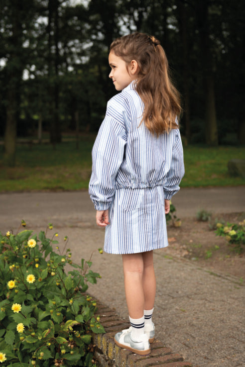 Noor – Striped Denim Skirt Girls | Blue | Sizes 86–164