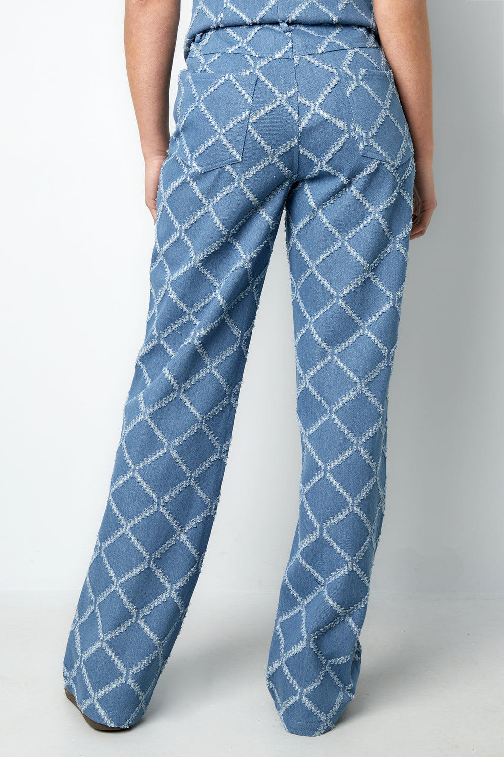 Cotton Woven Vrouwen Rechte Broek Plaid Casual