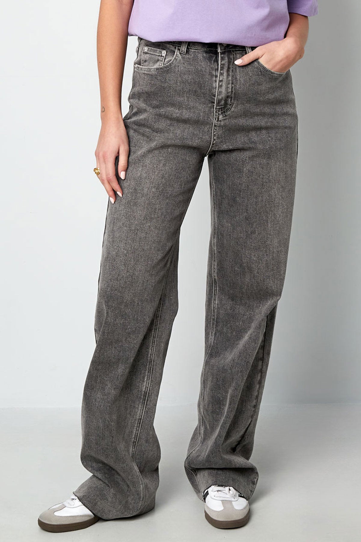 Cotton Woven Vrouwen Rechte Broek Casual Solid Color