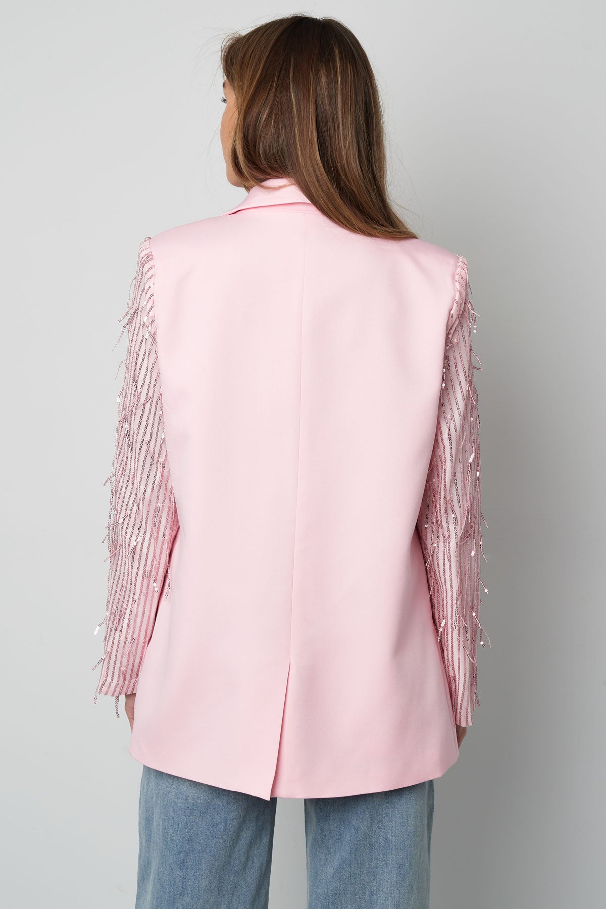 Polyester Vrouwen Jas Met Fransjes Mouw Ontwerp