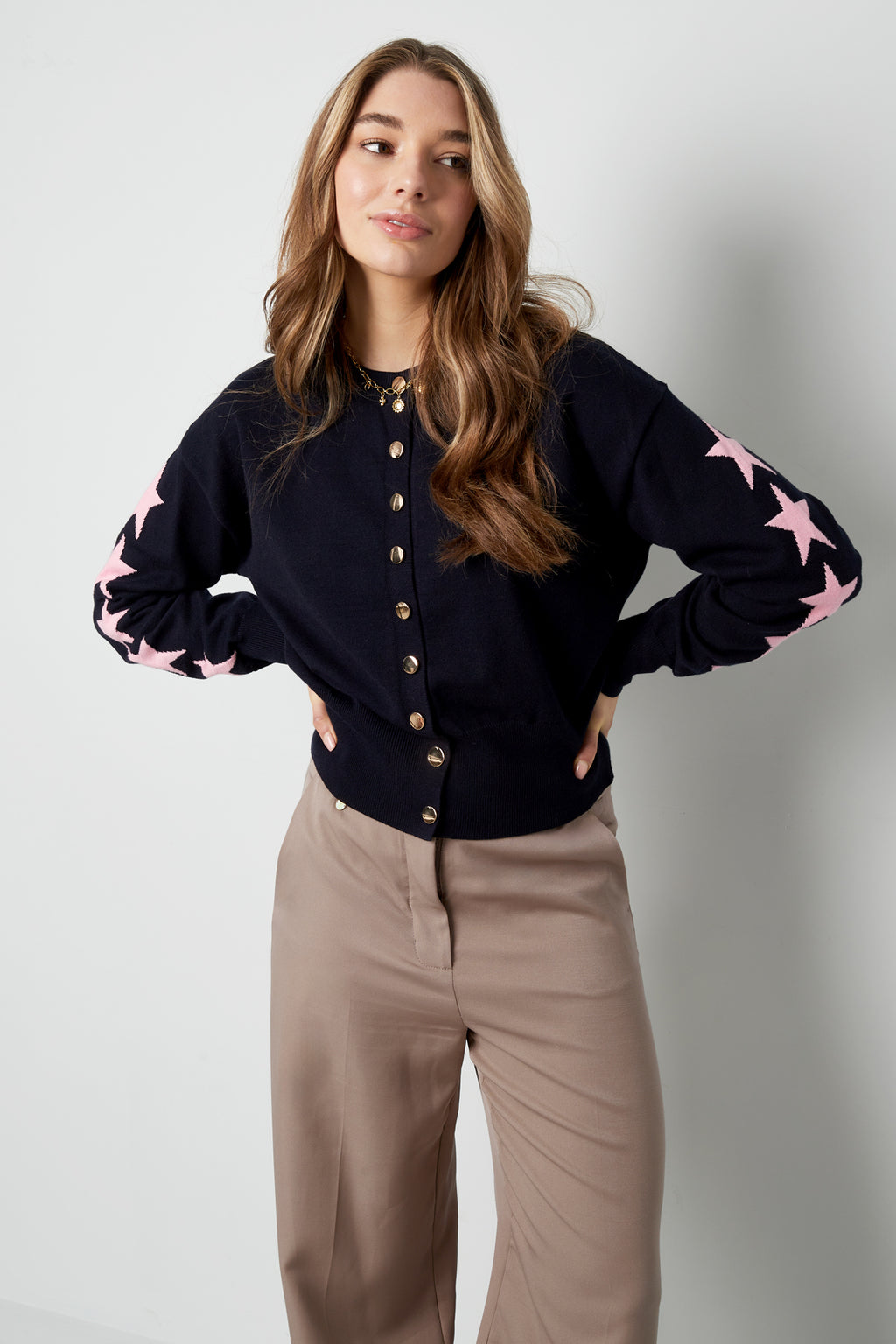 Viscose Gebreide Cardigan Vrouwen Kort Model Sterrenpatroon