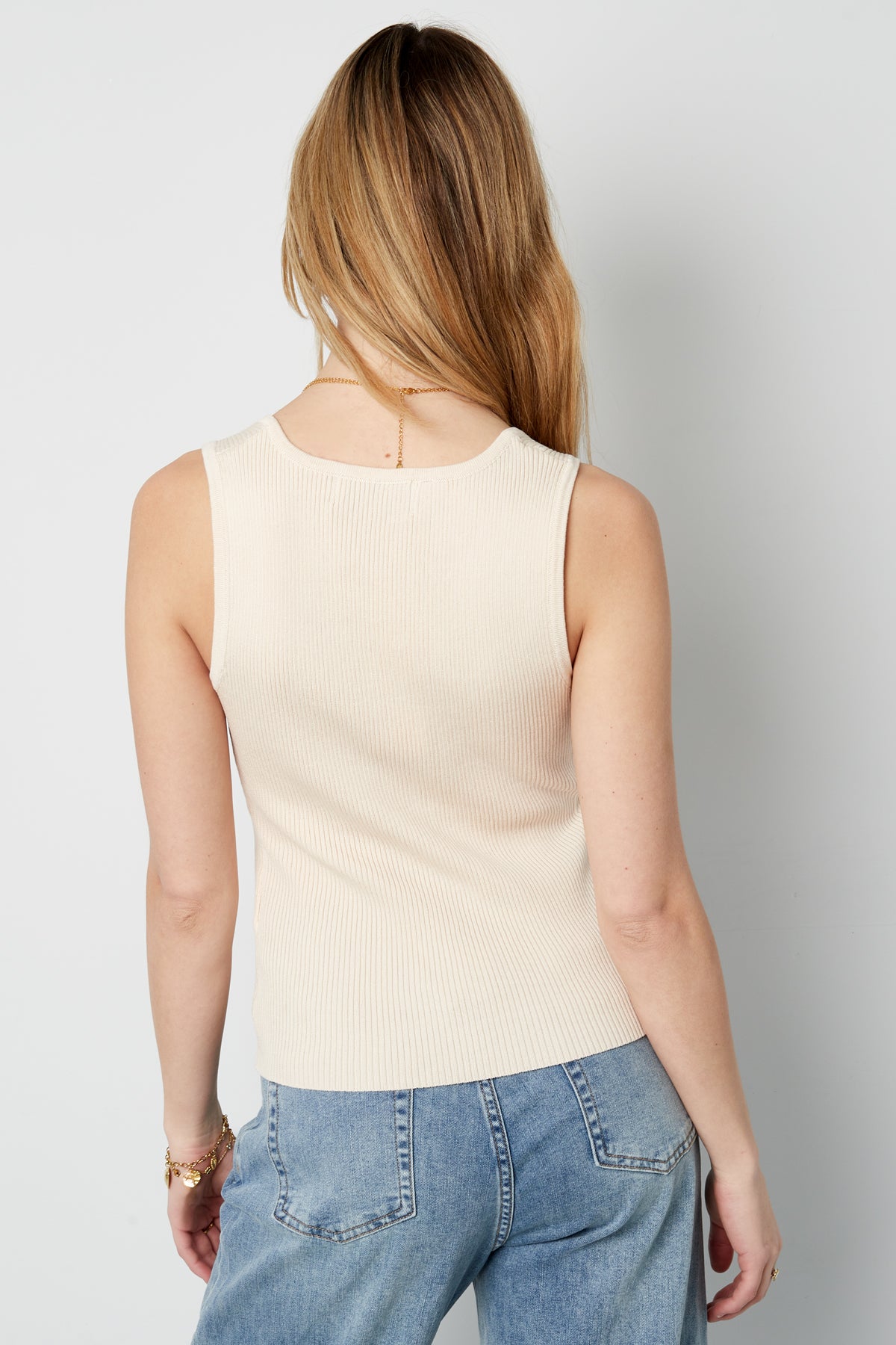 Viscose Vrouwen Mouwloze Top Ribbeltricot Knopvoorkant