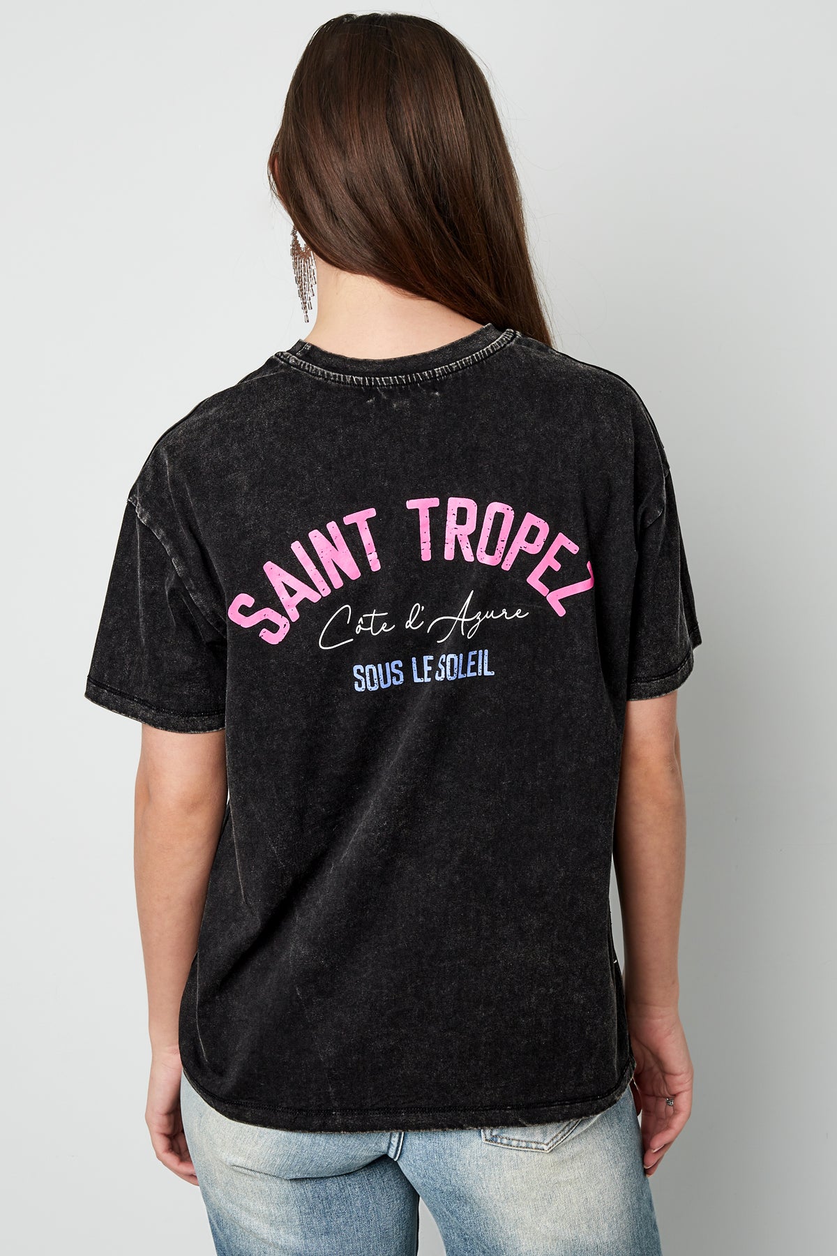Cotton Vrouwen T-shirt Oversized Saint Tropez Print