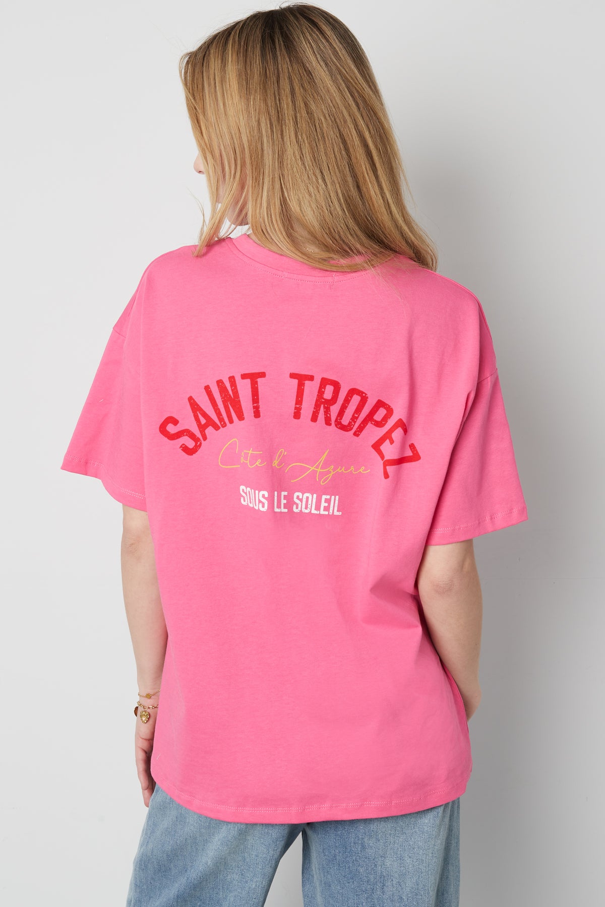 Cotton Vrouwen T-shirt Oversized Saint Tropez Print
