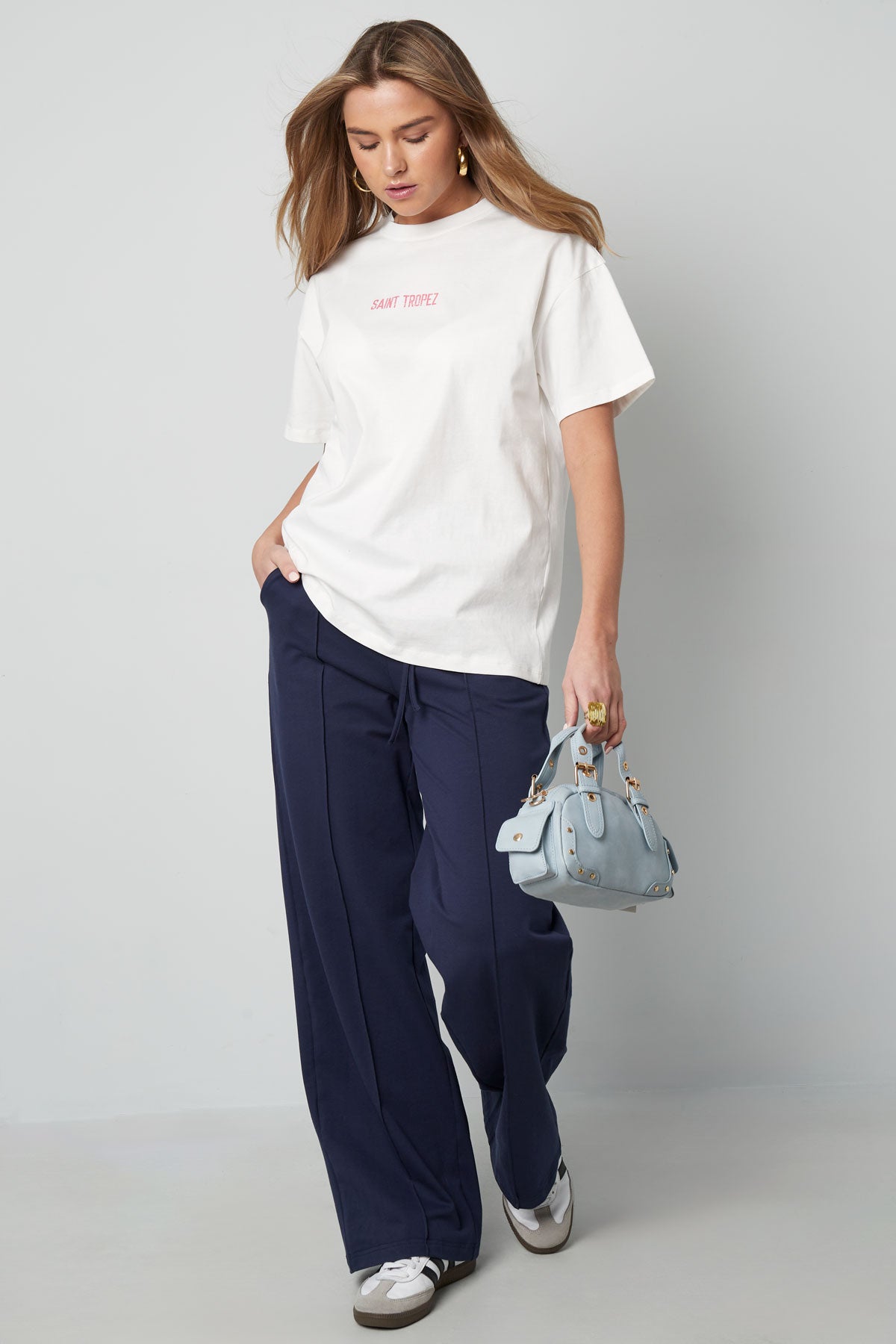 Cotton Vrouwen T-shirt Oversized Saint Tropez Print