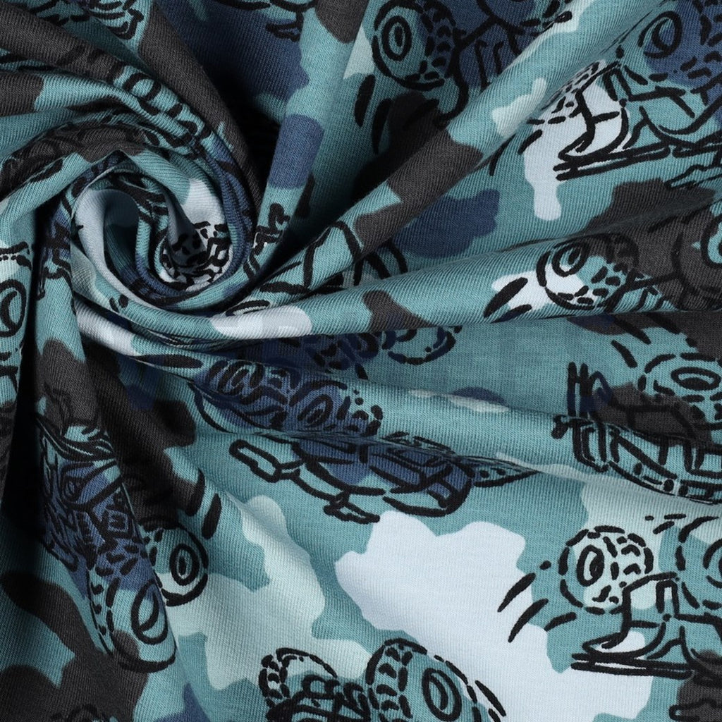 Jungspullover mit Camouflage-Truck-Print und Reißverschluss