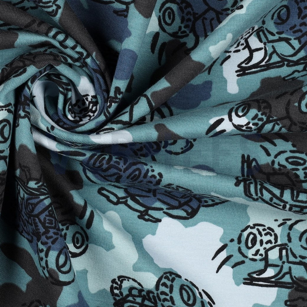 Jungspullover mit Camouflage-Truck-Print und Reißverschluss