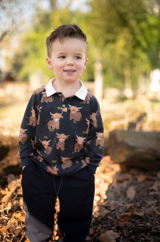 Boys' Polo Sweater with Cow Print