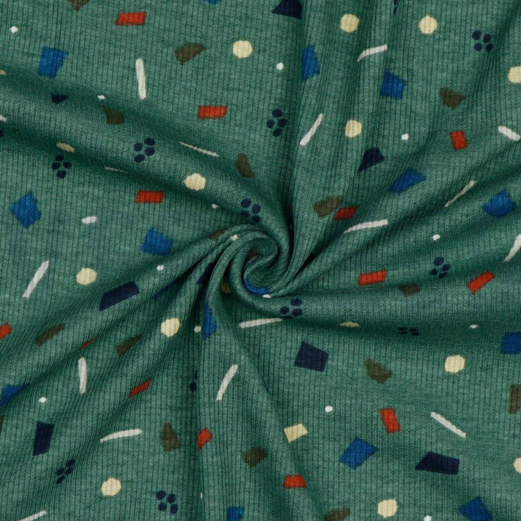 Rib jersey jongens blouse met print