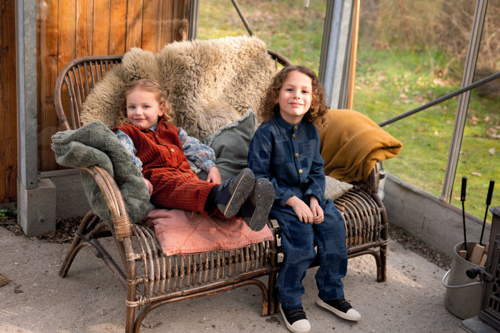 Denim Patchwork Jumpsuit Kinder – Marineblau | Jungen & Mädchen | Größen 92–164
