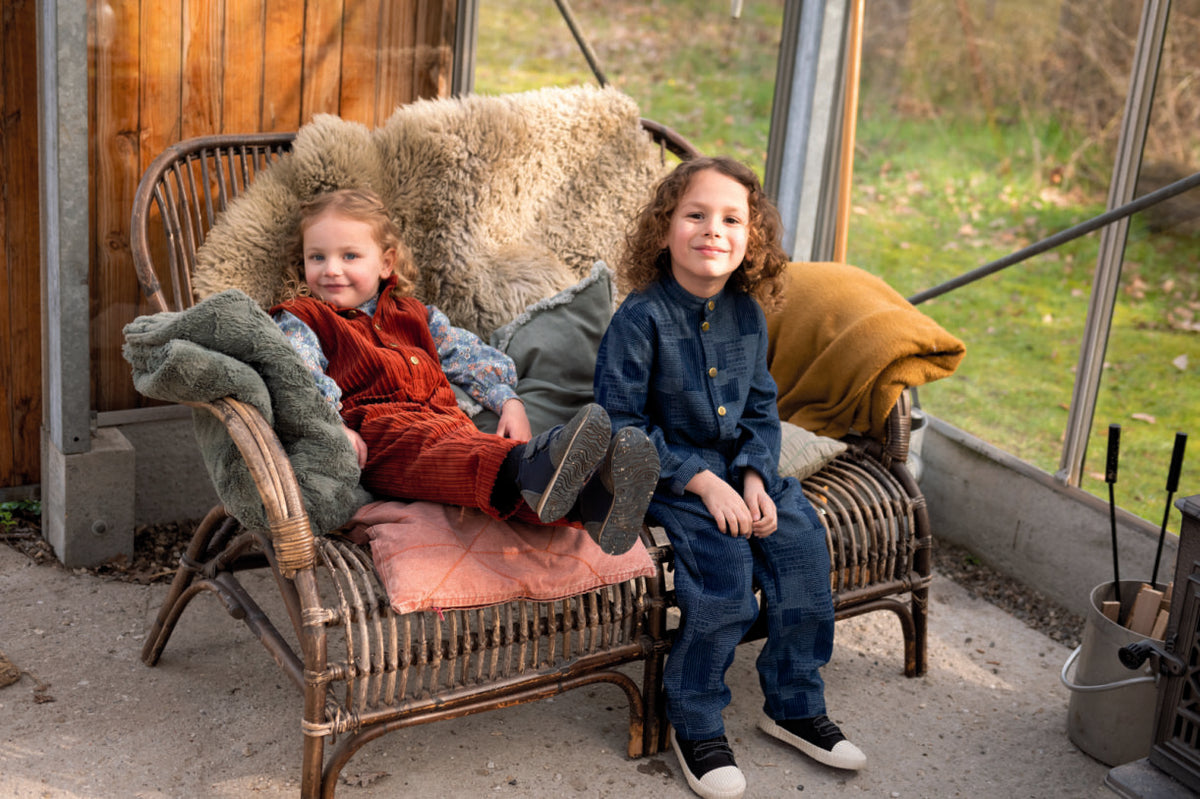 Denim Patchwork Jumpsuit Kinder – Marineblau | Jungen & Mädchen | Größen 92–164