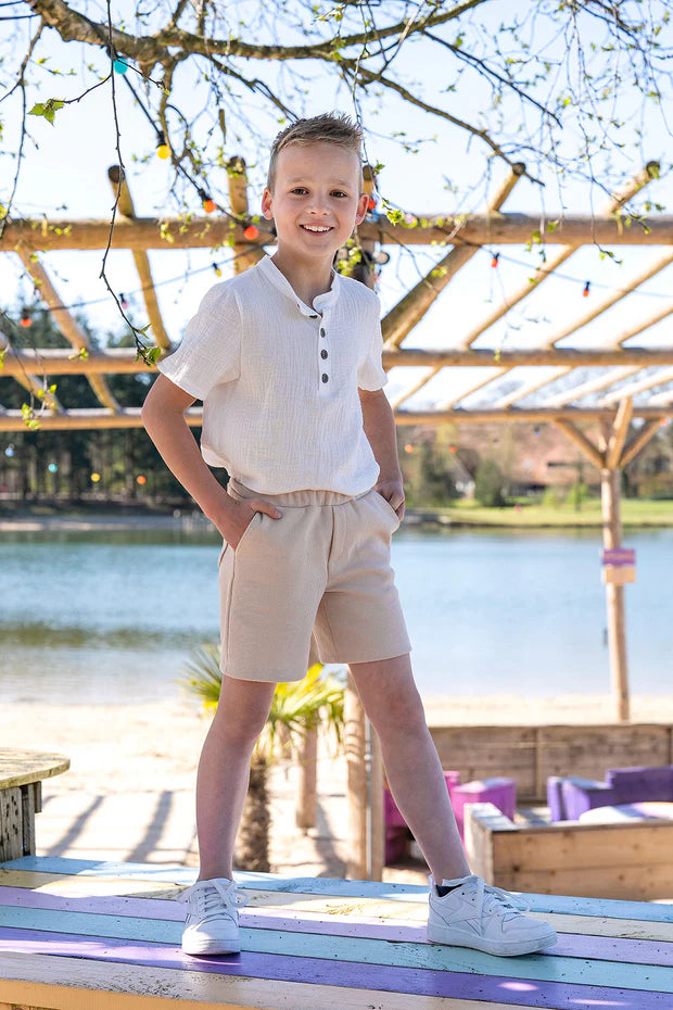 Jungen-Shorts Waffel-Jersey