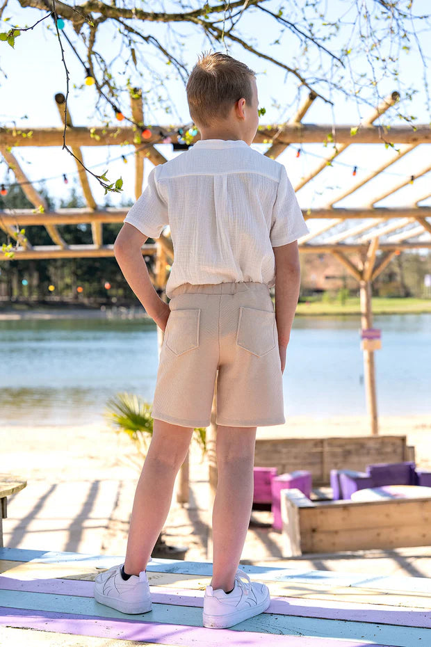 Jungen-Shorts Waffel-Jersey