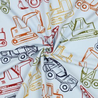 T-shirt Sweat Work Vehicles Milo – 95% Cotton | Hooded | Light blue & Sand | 92-164
