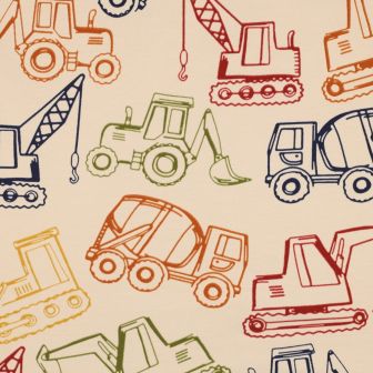 T-shirt Sweat Work Vehicles Milo – 95% Cotton | Hooded | Light blue & Sand | 92-164