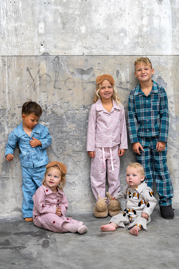 Karierten Jungenpyjama aus Baumwolle mit Knopfleiste