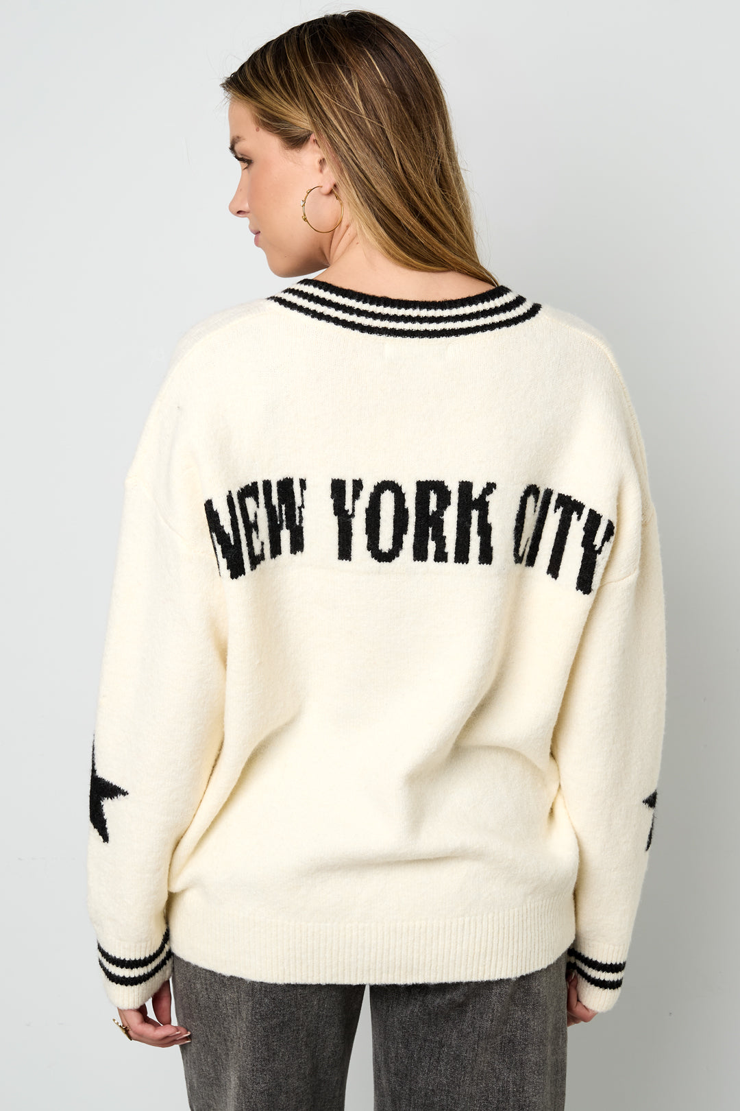 Gebreide Polyestervezel Vrouwen V-hals Trui Casual Kleurcontrast