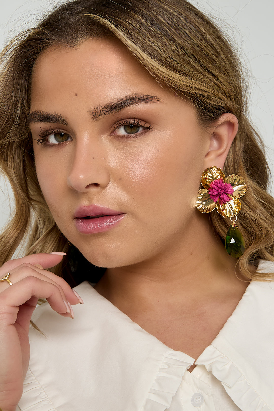 Oorbellen met ijzeren druppel, bloemen, vakantie, luxe serie, damessieraden