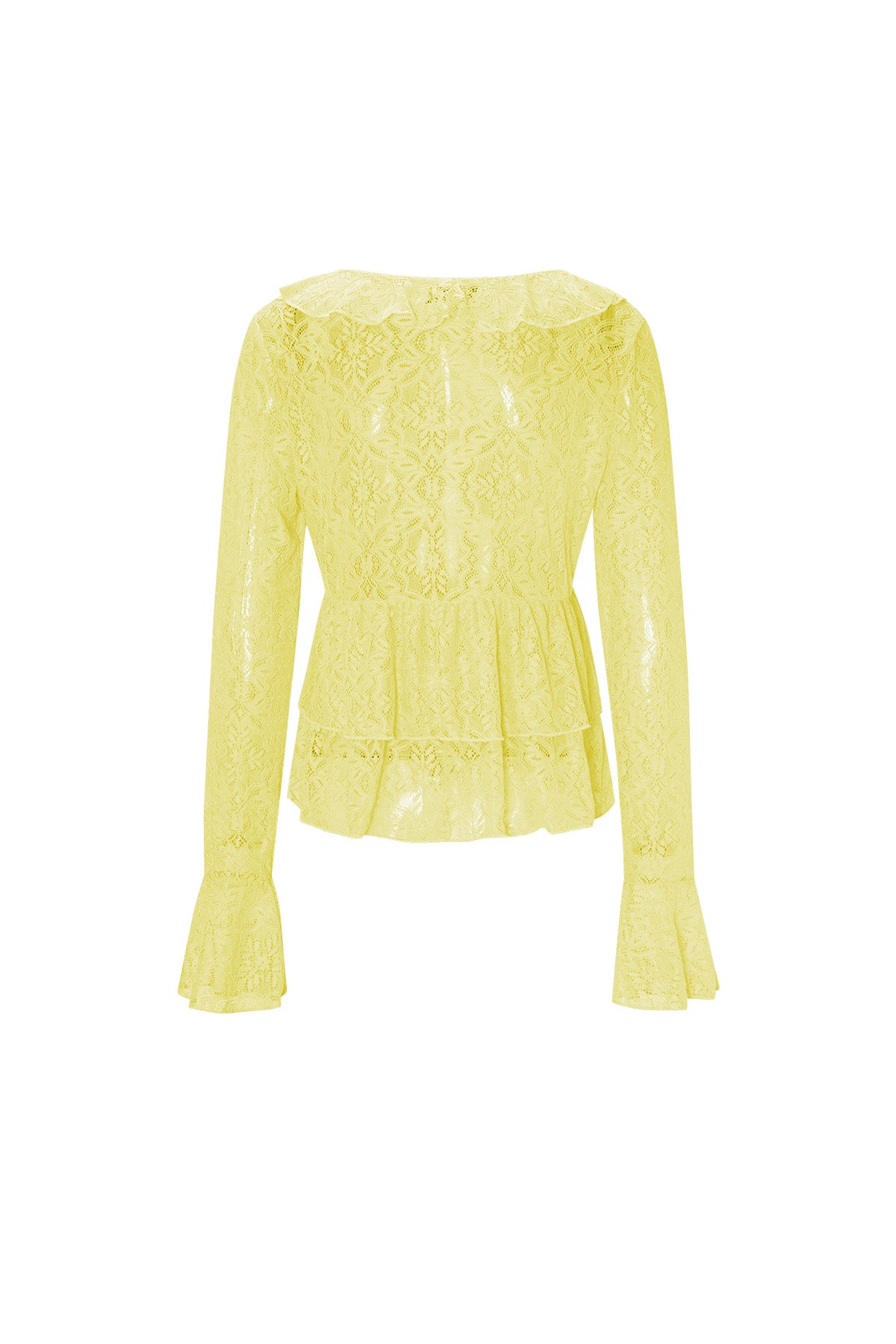 Geweven kant Dames Lange Mouwen Top Elegante Ruches