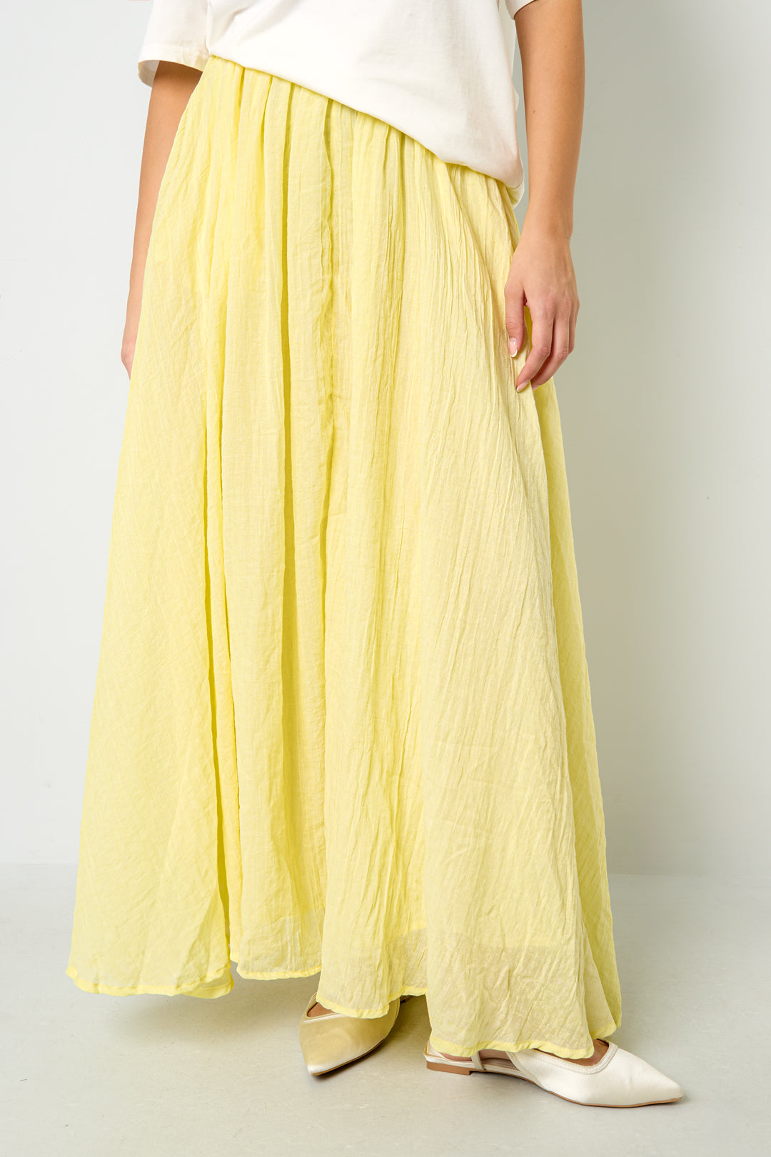 Geweven Polyestervezel Vrouwen Maxi Rok Casual Solide Kleur