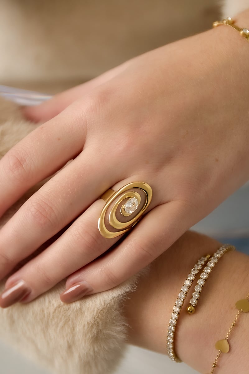 Edelsteenringen van roestvrij staal, Daily Daily Simple-serie, damessieraden