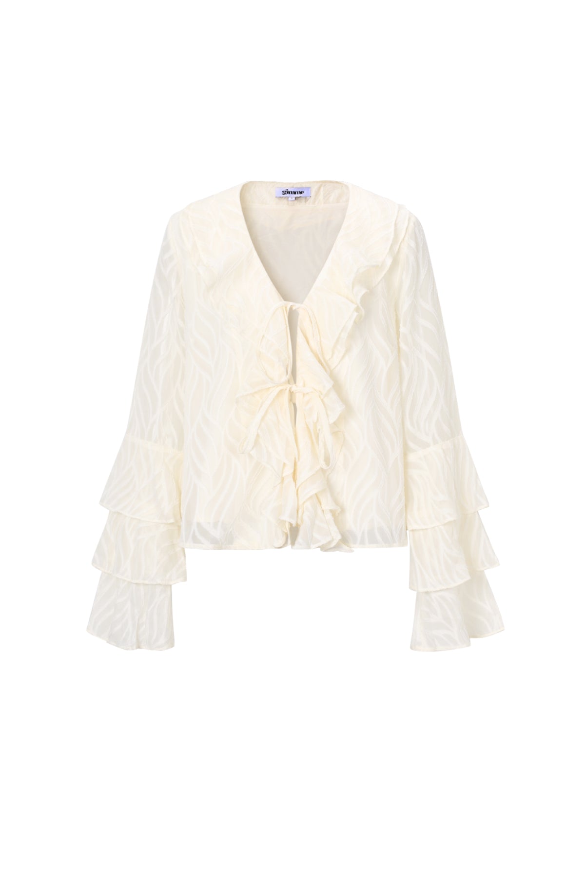 Geweven Polyestervezel Vrouwen Lange Mouwen Tops Elegant Botanisch