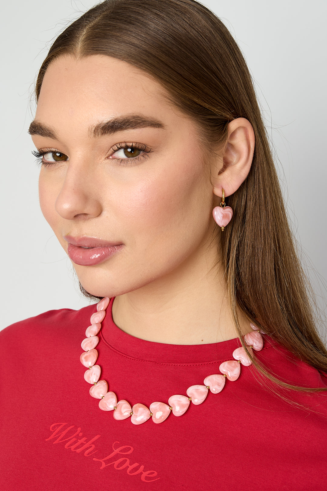 Oorbellen van roestvrij staal met hartjes, casual, dagelijks, eenvoudig, serie, damessieraden