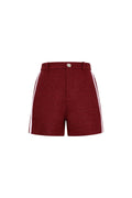 Elegant Plaid Shorts for Fall/Winter in Wine Red and Black