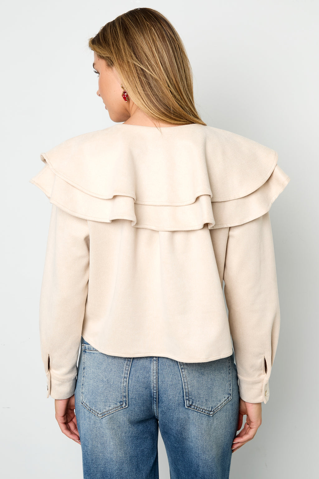 Gelaagde blouse van suède