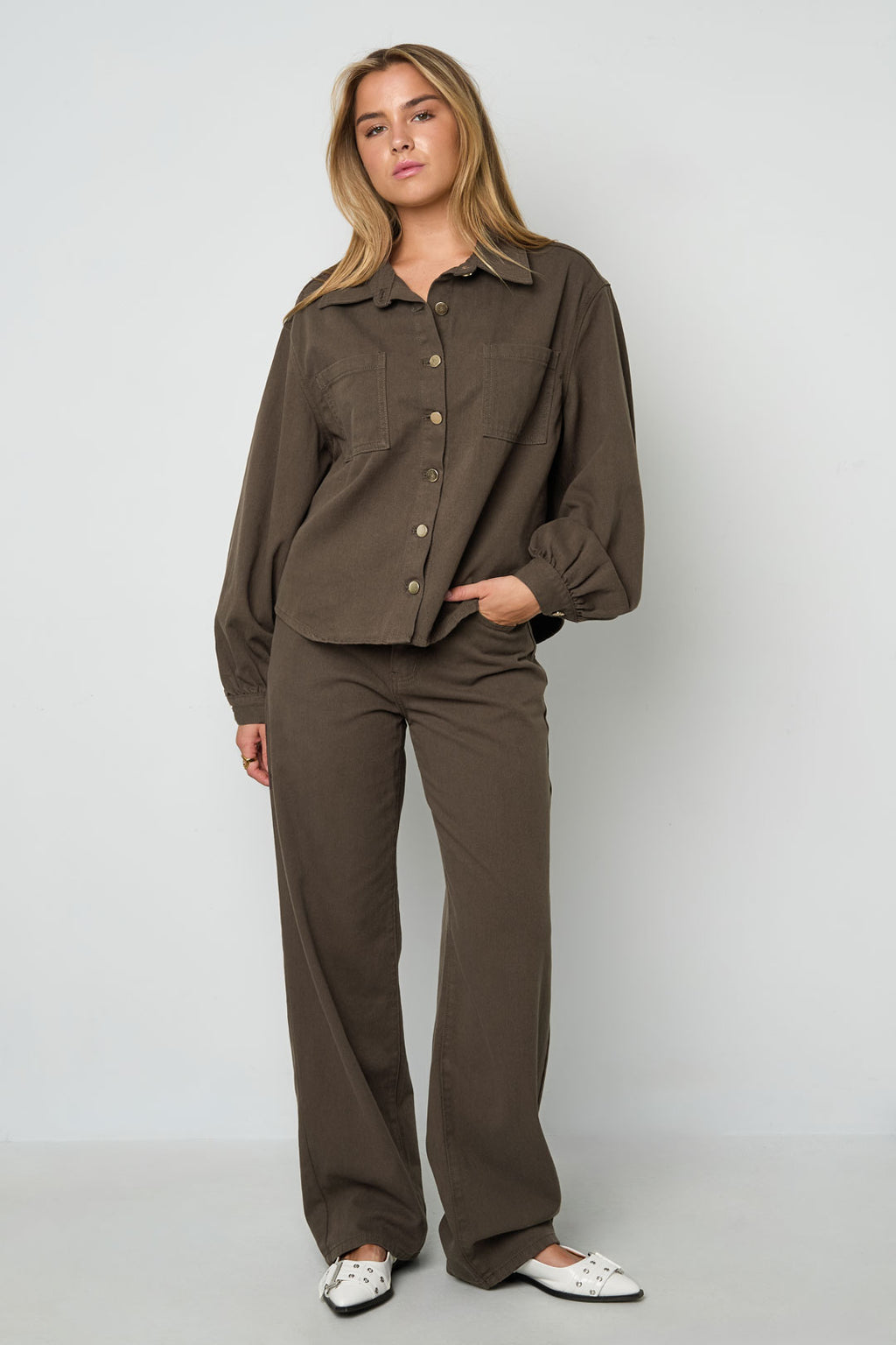 Geweven Katoen Vrouwen Jeansjack Casual Kleurcontrast